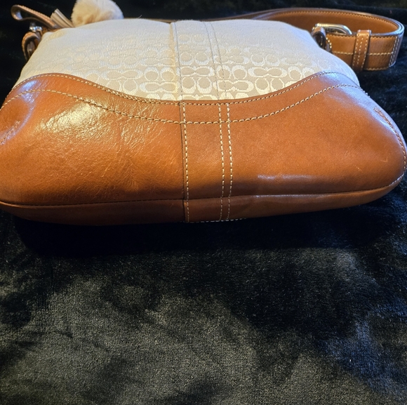 Coach Signature Cream and Brown Crossbody Bag #10944 - Picture 4 of 12